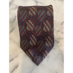 Retro 100% Silk Geometric Brocade Tie Made In USA